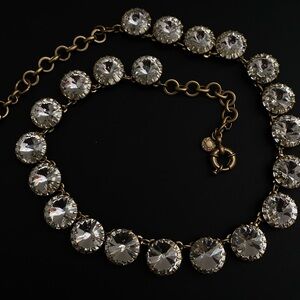 J. Crew Gold Necklace with Clear Crystals